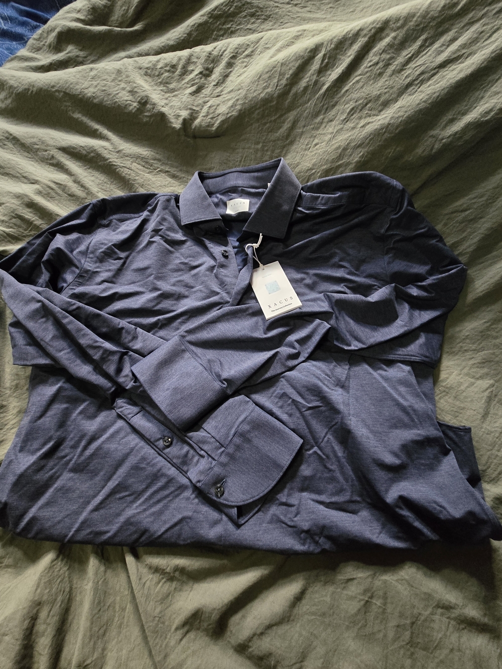 Xacus Navy Long-Sleeve Dress Polo Shirt
